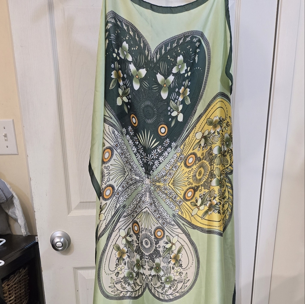 Scarf, wrap, sarong,lucky shamrock print, Irish charm, green,gold